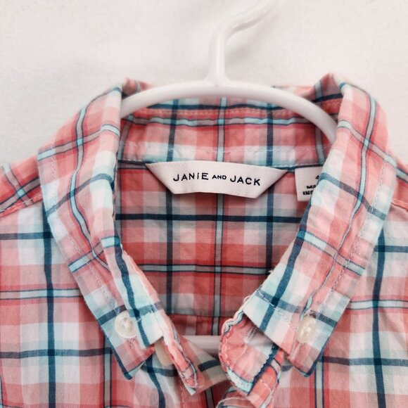 Janie and Jack Pink Plaid Long Sleeve Button Down Dress Shirt Toddler Boys 4 - Picture 6 of 9